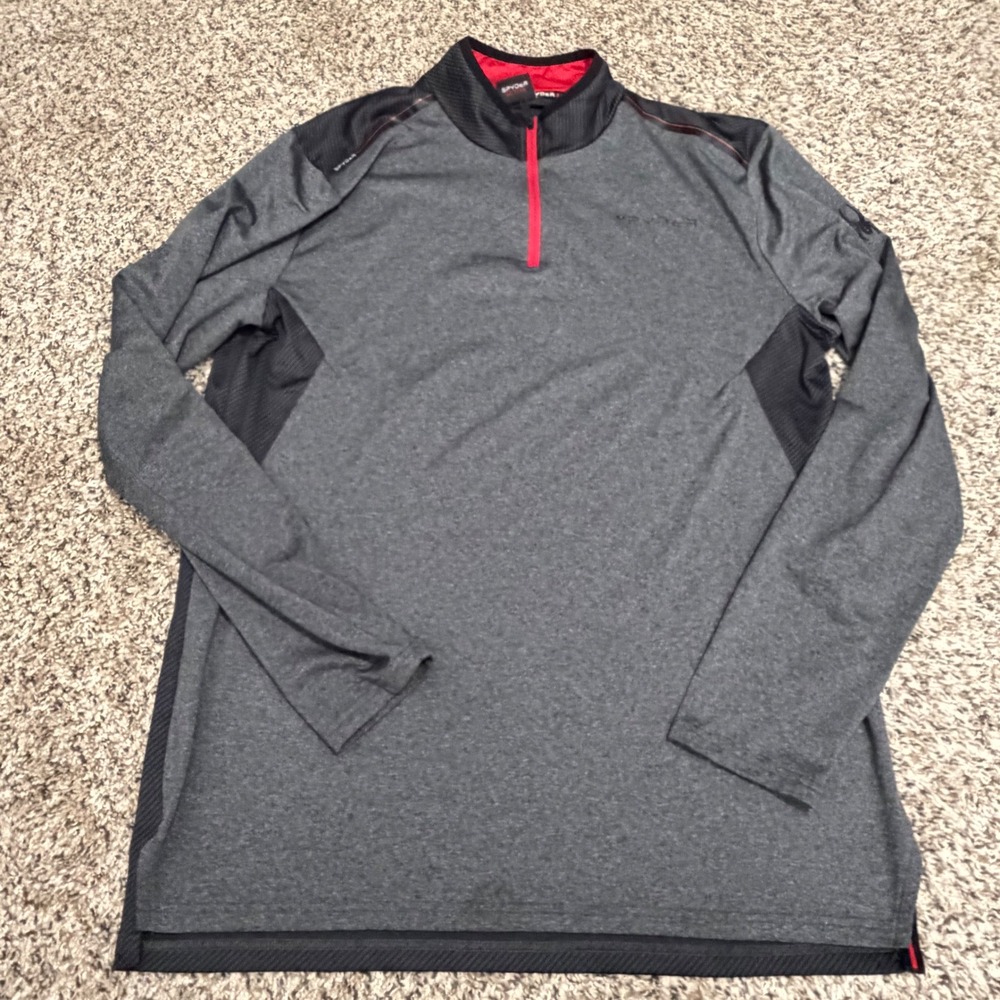 Spyder Active Mens Quarter Zip Pullover Grey Black Red Performance Top No Size‎
